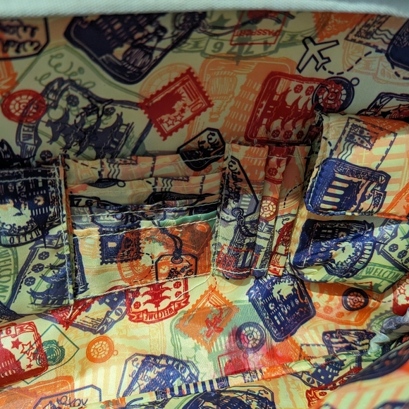 Samantha Brown embossed aqua green and brown carry on roller luggage - Picture 6 of 12